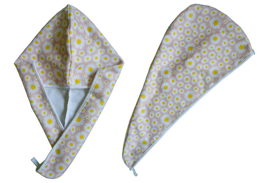 Quick-dry hair wrap - Pink Daisies