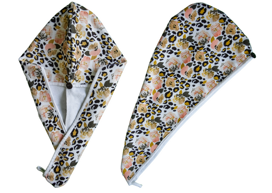 Quick-dry hair wrap - Pink Leopard