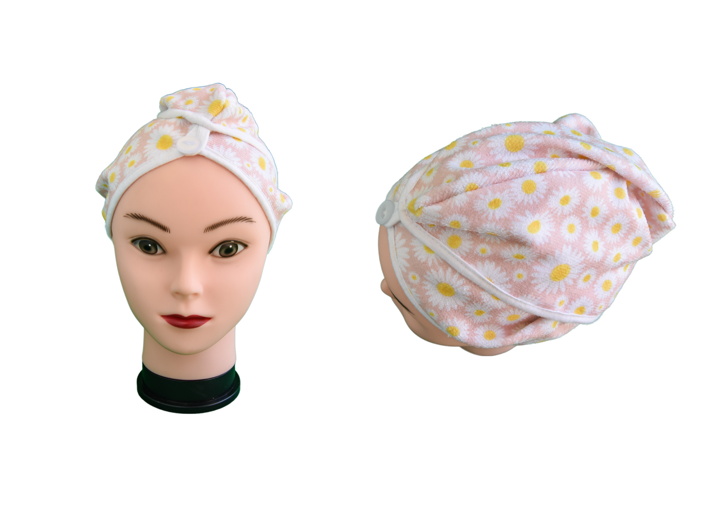 Quick-dry hair wrap - Pink Daisies