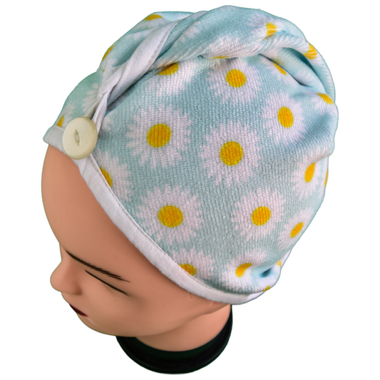 Quick-dry hair wrap - Blue Daisies