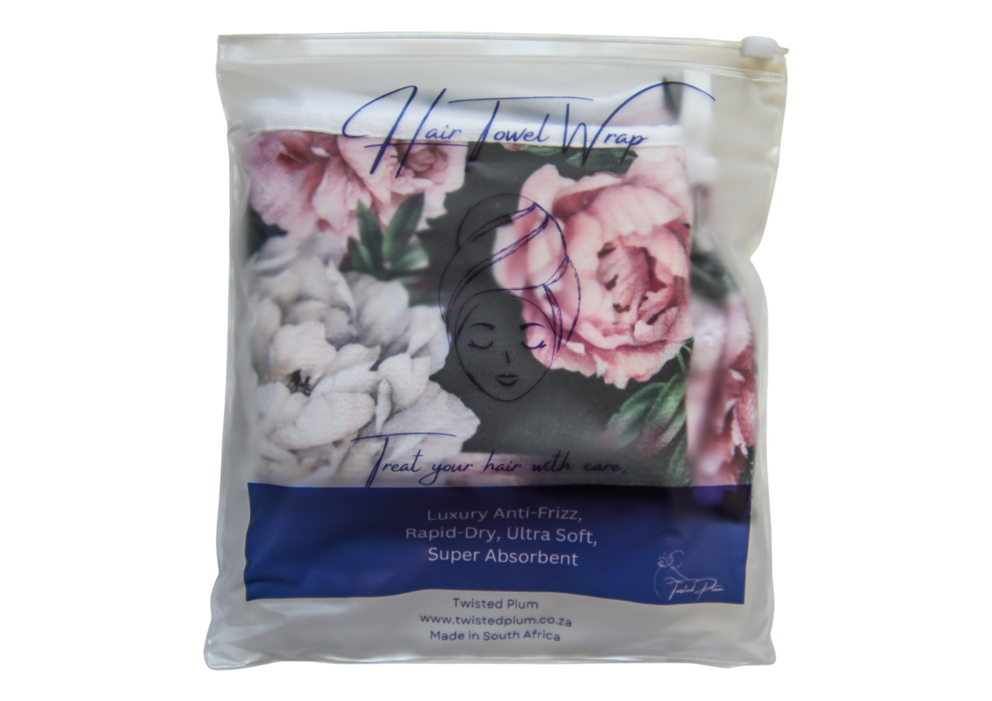 Quick-dry hair wrap - Black Peonies