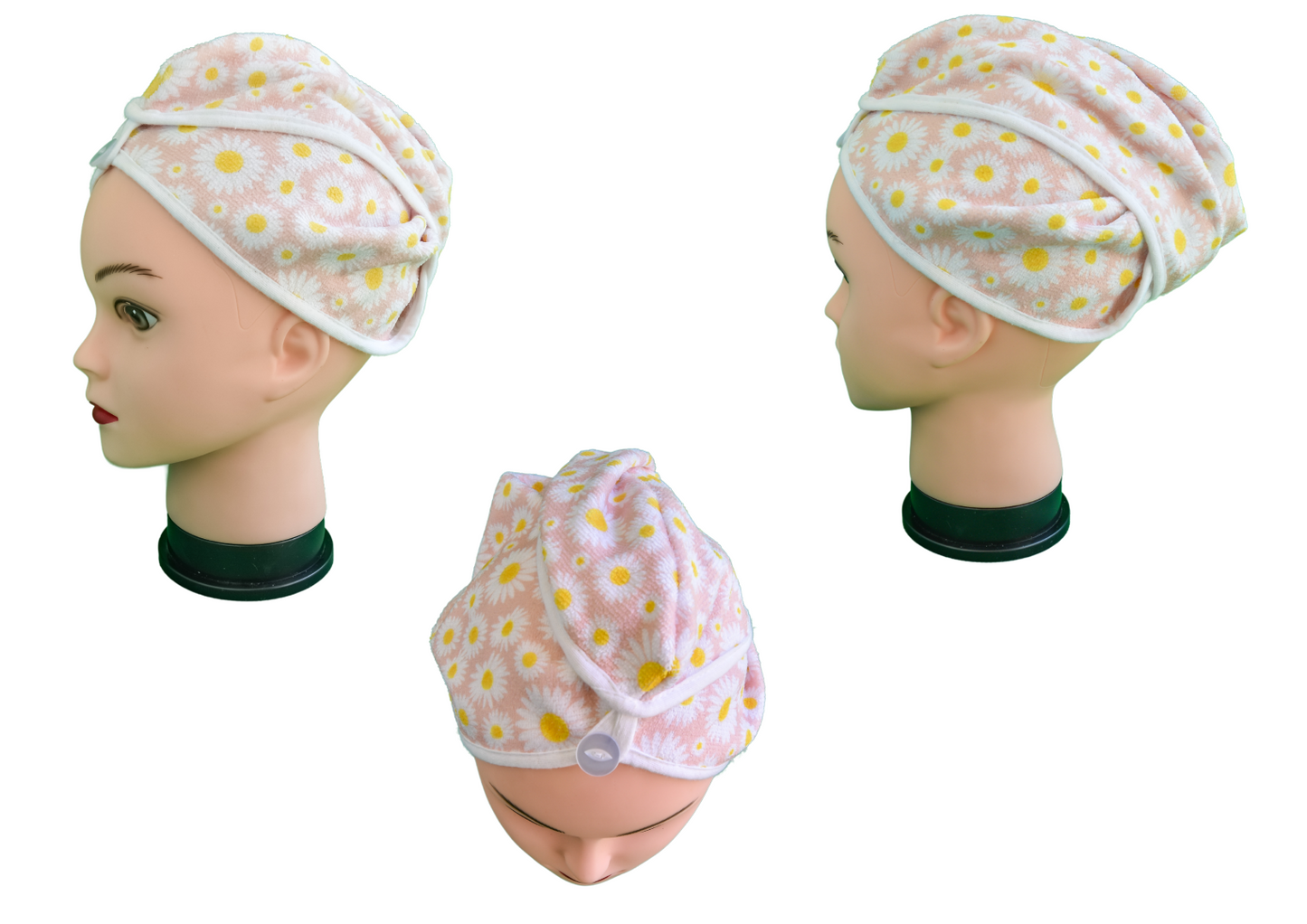Quick-dry hair wrap - Pink Daisies