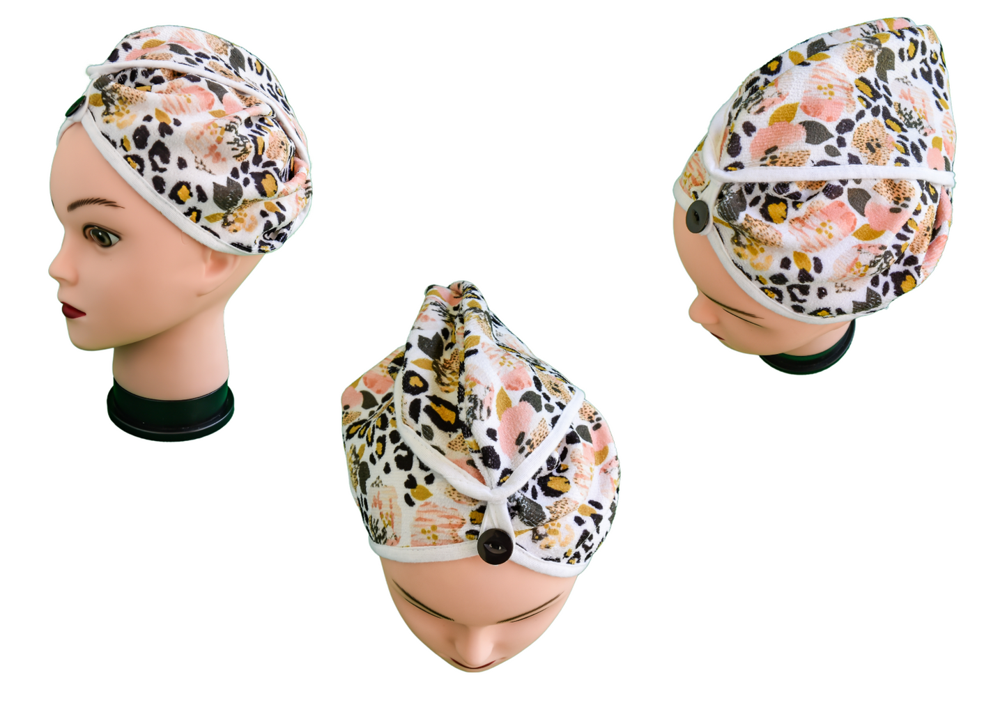 Quick-dry hair wrap - Pink Leopard