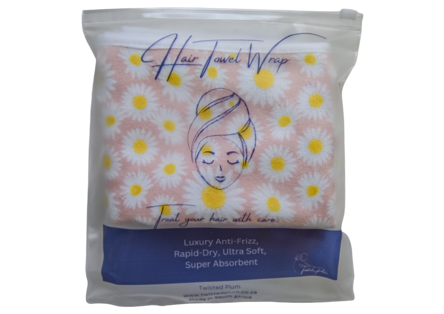 Quick-dry hair wrap - Pink Daisies