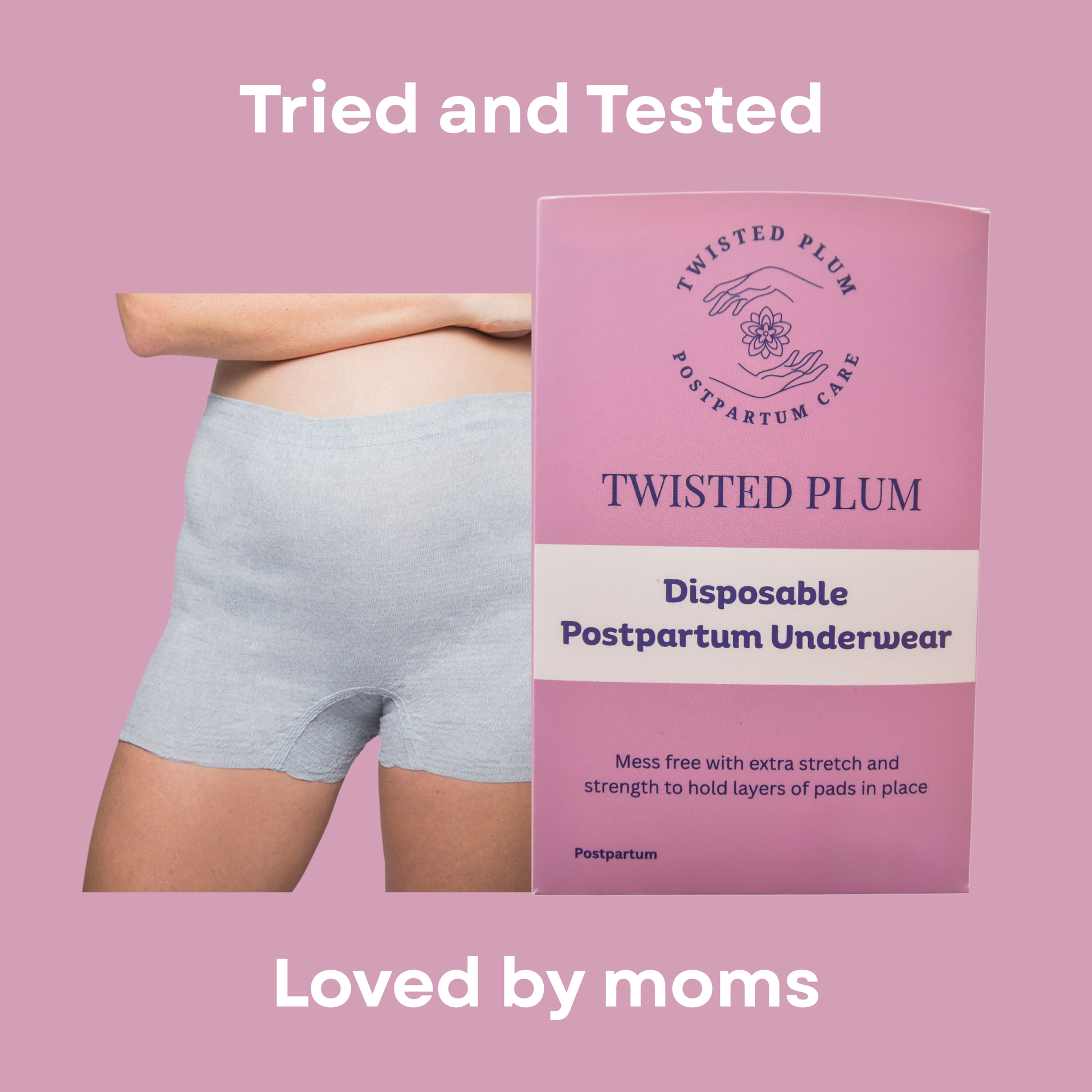High-Waist Boy Short Disposable Postpartum Underwear by Twisted Plum for postpartum comfort