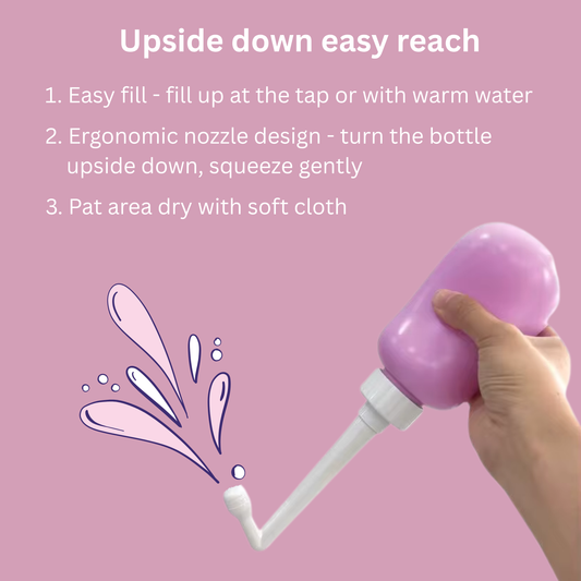 Upside Down Peri Bottle for Postpartum Hygiene by Twisted Plum for perineal care